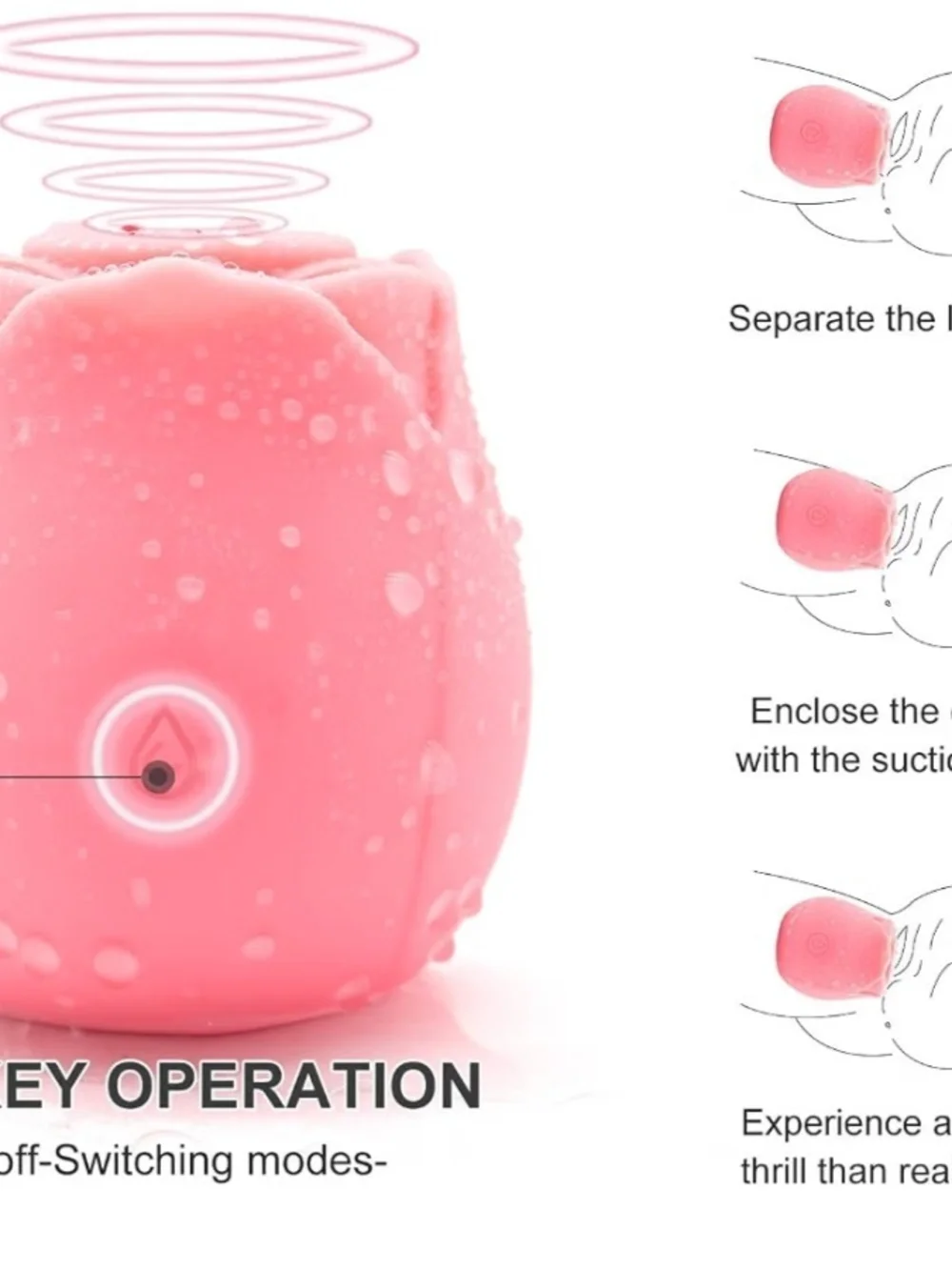 Pink Rose-Shaped Waterproof Personal Massager